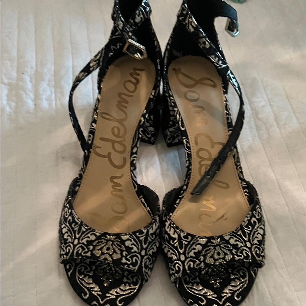 Sam Edelman Black & Gold
Crocade Harlow Ankle Strap
Pump. New - size 10
